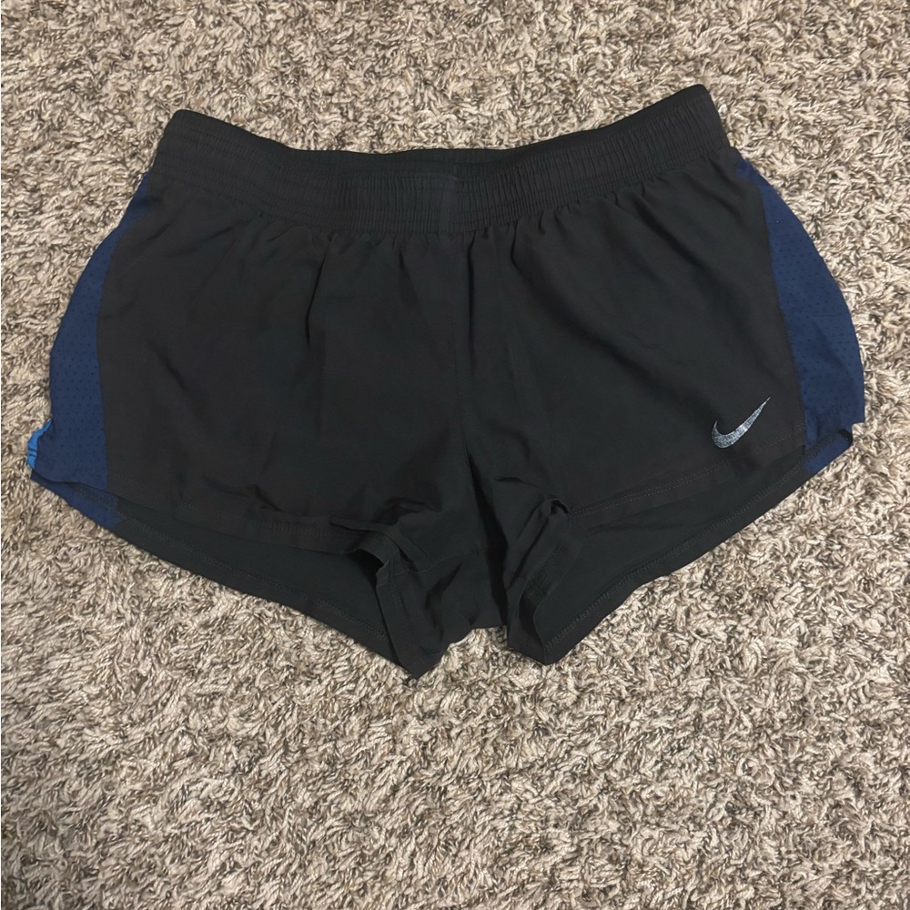 Nike Dri-FIT Black Running Shorts with Blue Side Panels Size M